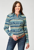 Roper Womens Long Sleeve Snap Aztec Blanket Print Western Shirt - Roper