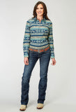 Roper Womens Long Sleeve Snap Aztec Blanket Print Western Shirt - Roper