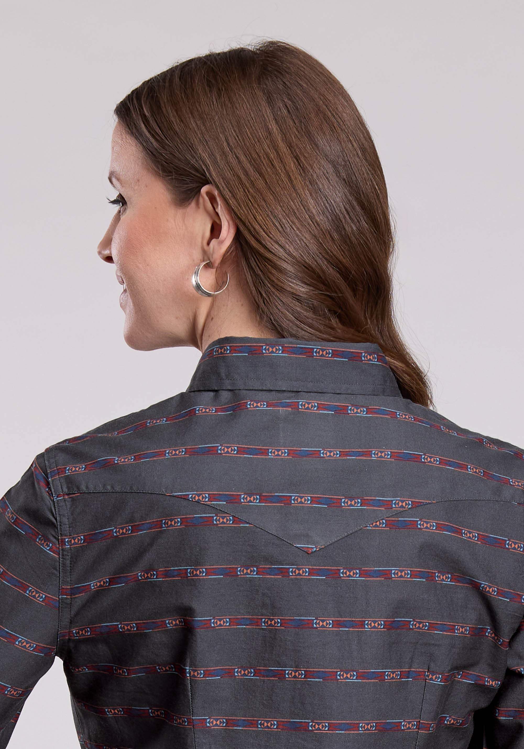 Womens Roper Aztec Stripe Long Sleeve Snap Shirt - Roper - Flyclothing LLC