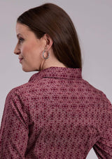Roper Womens Long Sleeve Snap Linear Aztec Print Western Shirt - Roper - Flyclothing LLC