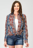 Roper Womens Long Sleeve Button Vertical Tropical Aztec Western Shirt - Roper