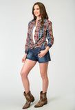 Roper Womens Long Sleeve Button Vertical Tropical Aztec Western Shirt - Roper