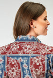 Roper Womens Long Sleeve Button Vertical Tropical Aztec Western Shirt - Roper