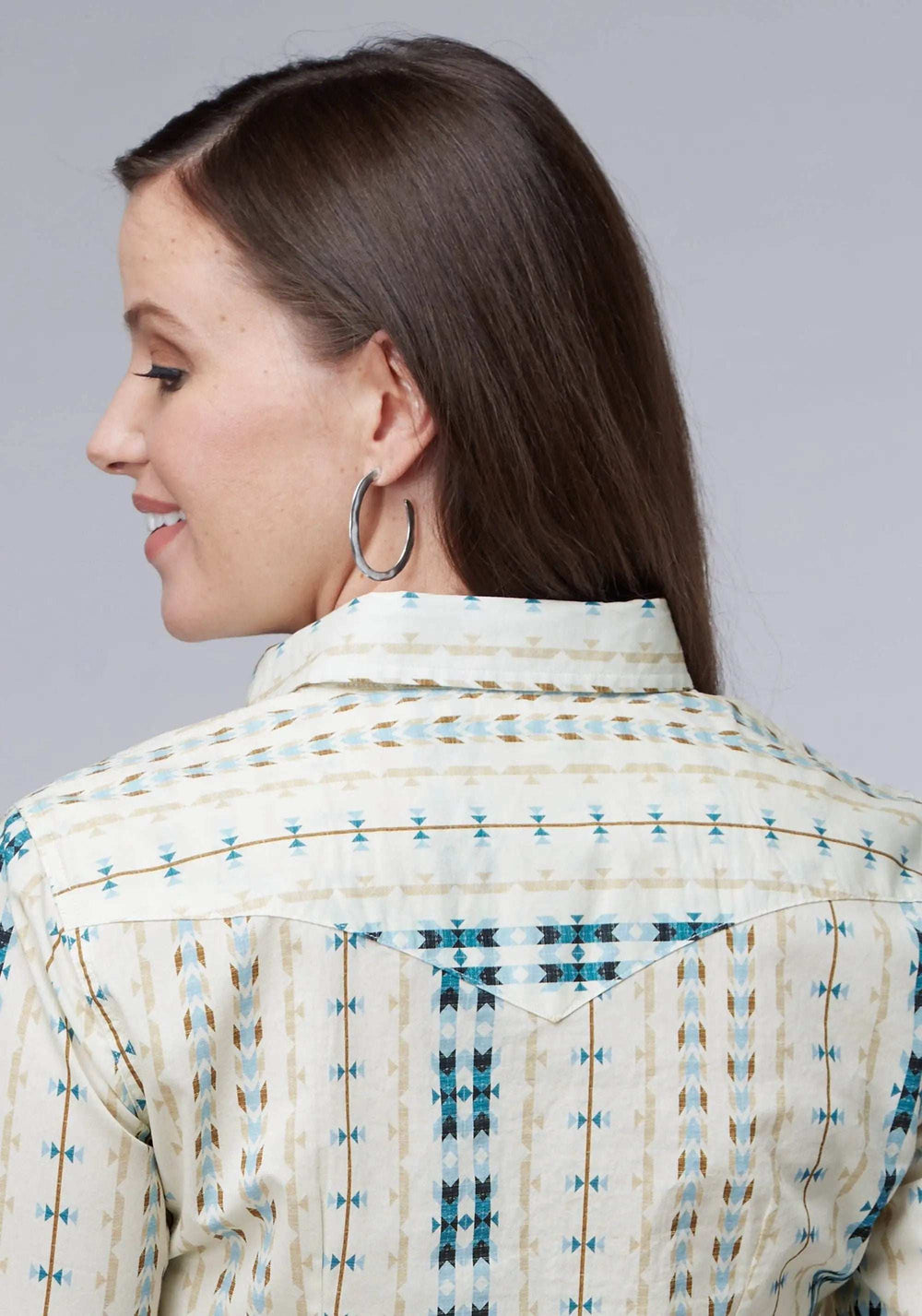 Roper Womens Long Sleeve Snap Vertical Aztec Stripe Western Shirt - Roper - Flyclothing LLC