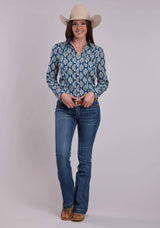 Womens Roper Vertical Serape Print Long Sleeve Snap Shirt - Roper - Flyclothing LLC