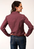 Roper Womens Long Sleeve Snap Point Diamonds  Wine Western Shirt - Roper