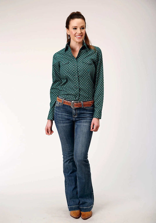 Roper Womens Long Sleeve Snap Croshort Sleeve Walk Foulard Western Shirt - Roper - Flyclothing LLC