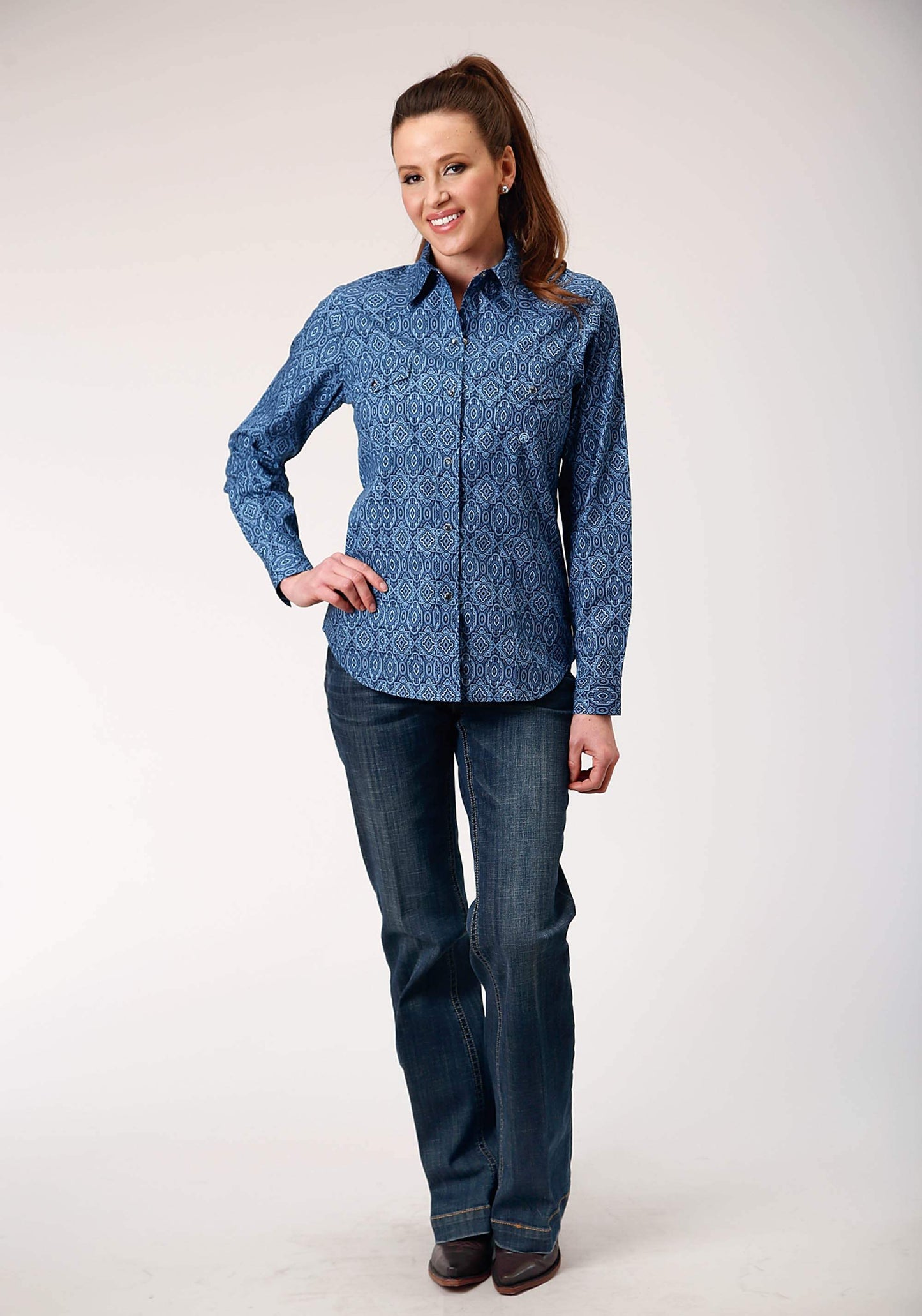 Roper Womens Long Sleeve Snap Medallion Paisley Western Shirt - Roper - Flyclothing LLC