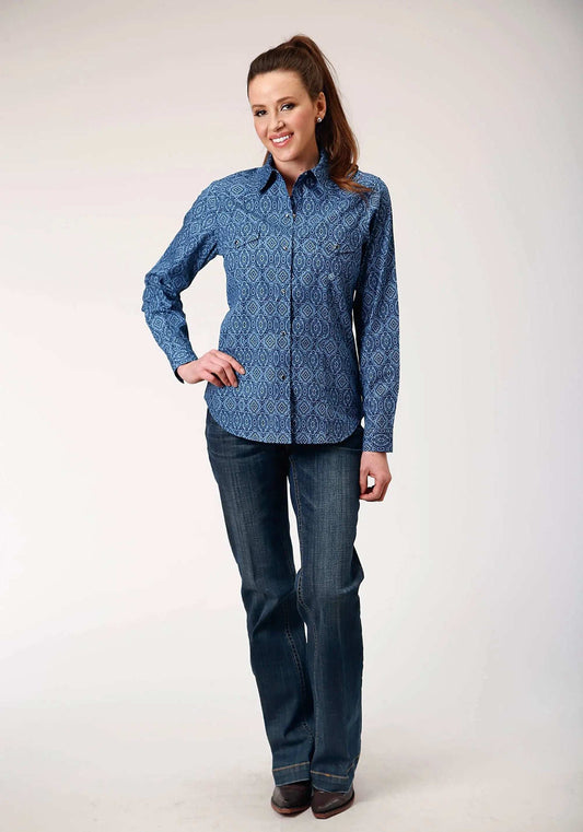 Roper Womens Long Sleeve Snap Medallion Paisley Western Shirt - Roper - Flyclothing LLC