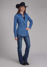 Roper Womens Saphire Ornamental Long Sleeve Snap Western Shirt - Roper - Flyclothing LLC