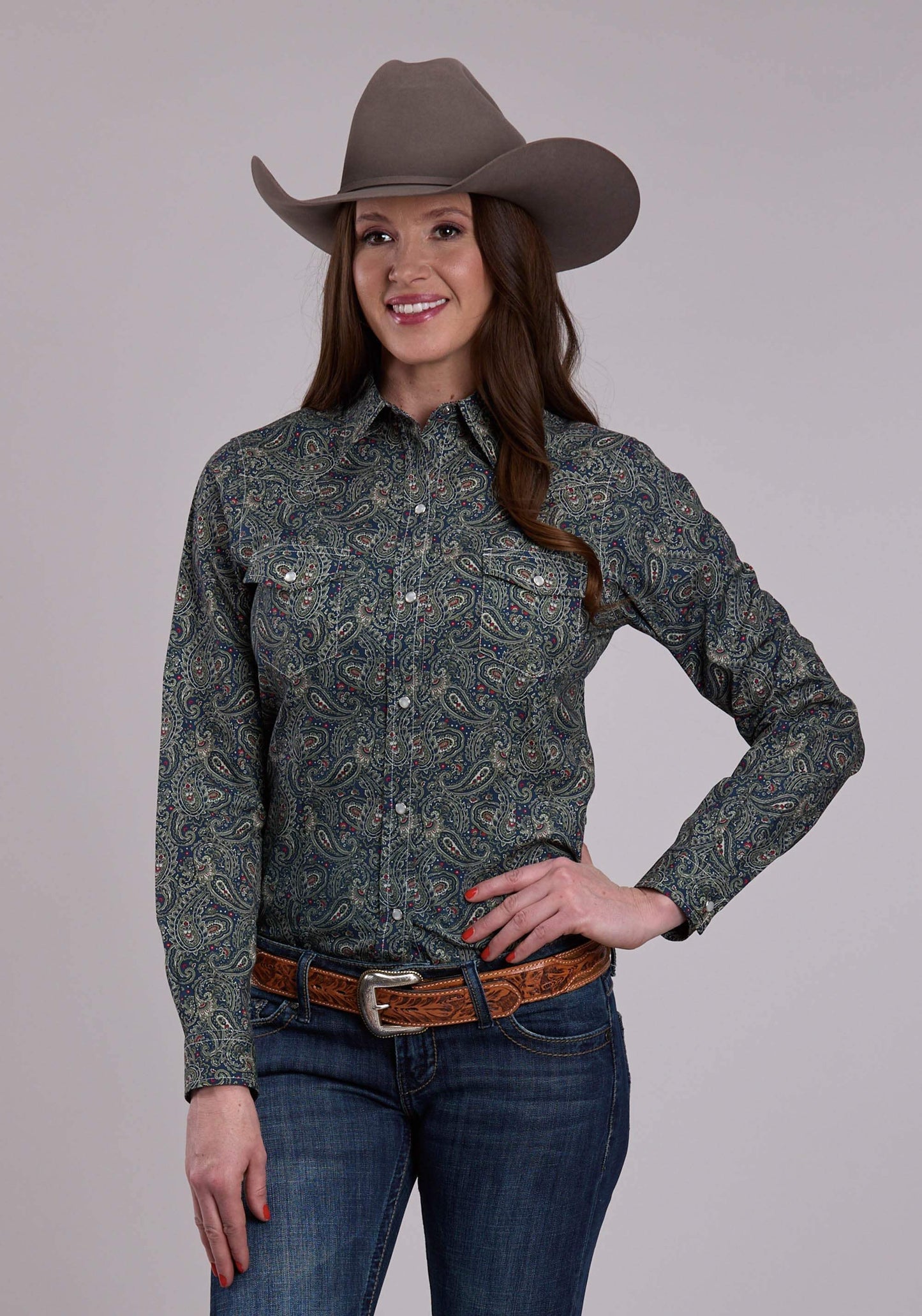 Roper Womens Long Sleeve Snap Forest Paisley Western Shirt - Roper - Flyclothing LLC