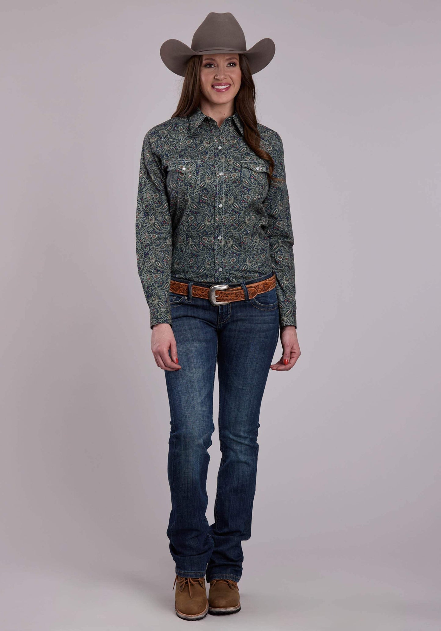 Roper Womens Long Sleeve Snap Forest Paisley Western Shirt - Roper - Flyclothing LLC