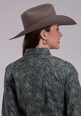 Roper Womens Long Sleeve Snap Forest Paisley Western Shirt - Roper - Flyclothing LLC