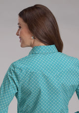 Roper Womens Stretch Four Point Foulard - Turq Long Sleeve Snap Western Shirt - Roper - Flyclothing LLC