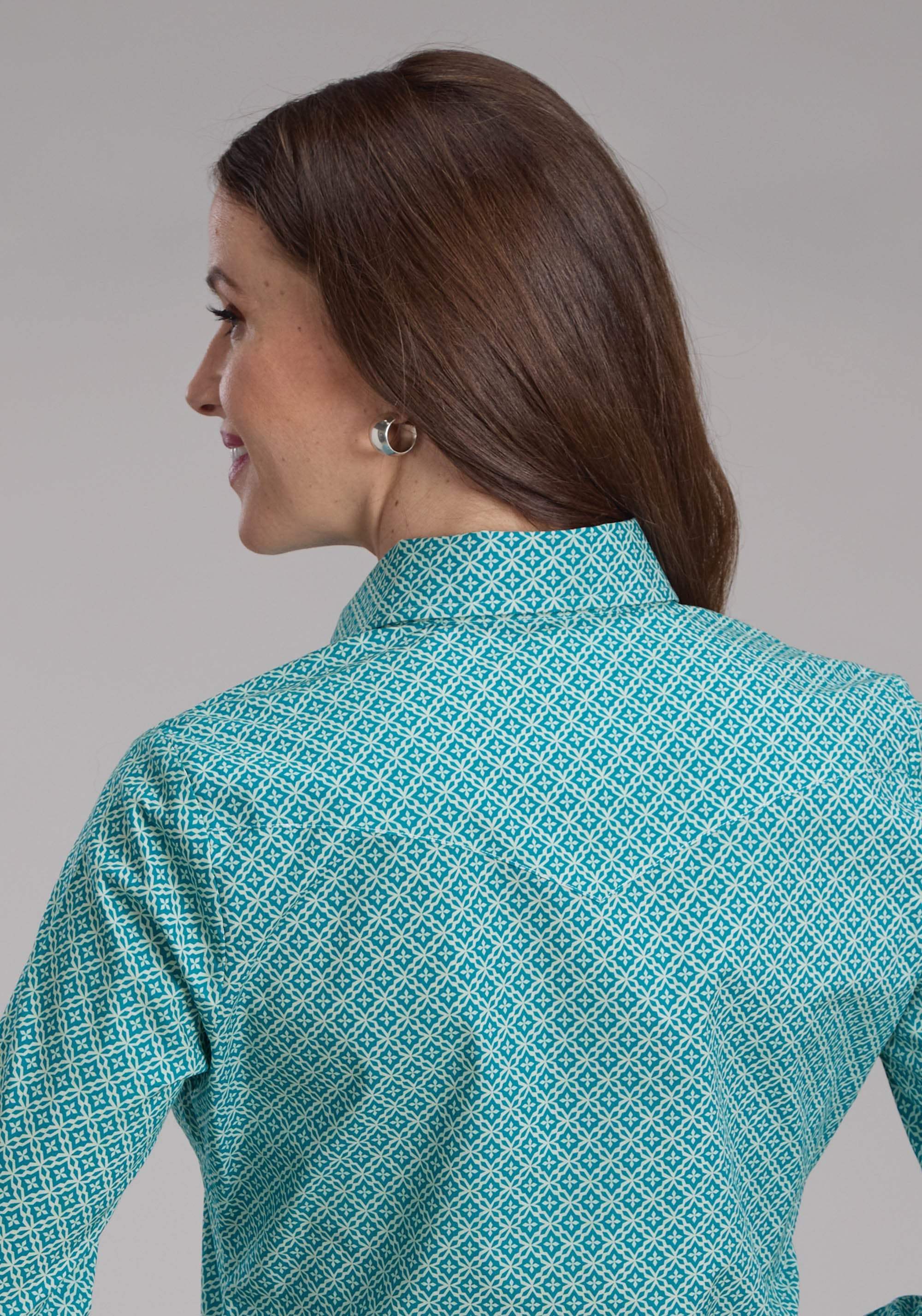 Roper Womens Stretch Four Point Foulard - Turq Long Sleeve Snap Western Shirt - Roper - Flyclothing LLC