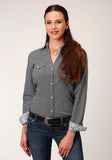 Roper Womens Long Sleeve Snap Diamond Star Geo Western Shirt - Roper