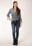 Roper Womens Long Sleeve Snap Diamond Star Geo Western Shirt - Roper