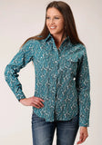 Roper Womens Long Sleeve Snap Upstream Paisley Western Shirt - Roper