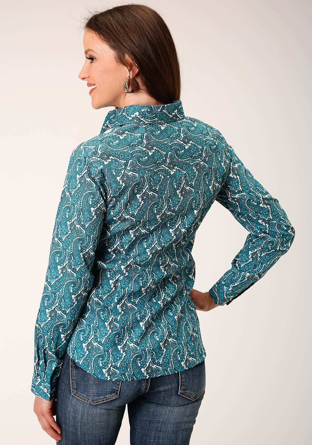 Roper Womens Long Sleeve Snap Upstream Paisley Western Shirt - Roper - Flyclothing LLC