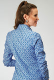 Roper Womens Long Sleeve Snap Blue Skies Tie Print Western Shirt - Roper