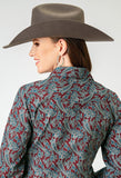 Roper Womens Long Sleeve Snap Red River Paisley Western Shirt - Roper