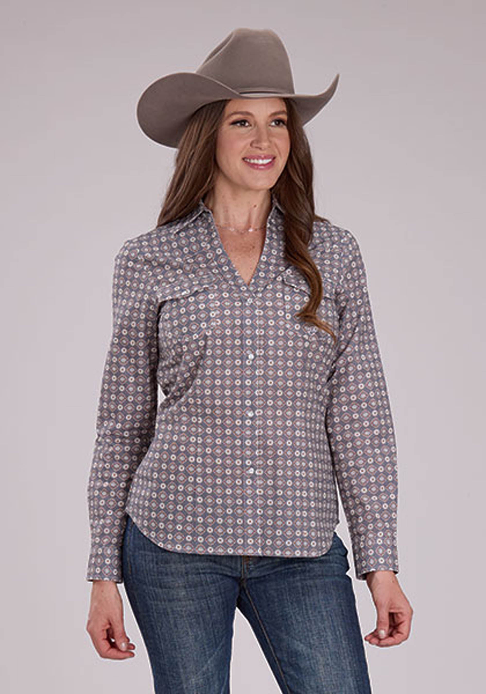 Roper Womens Medallion Foulard Long Sleeve Snap Western Shirt