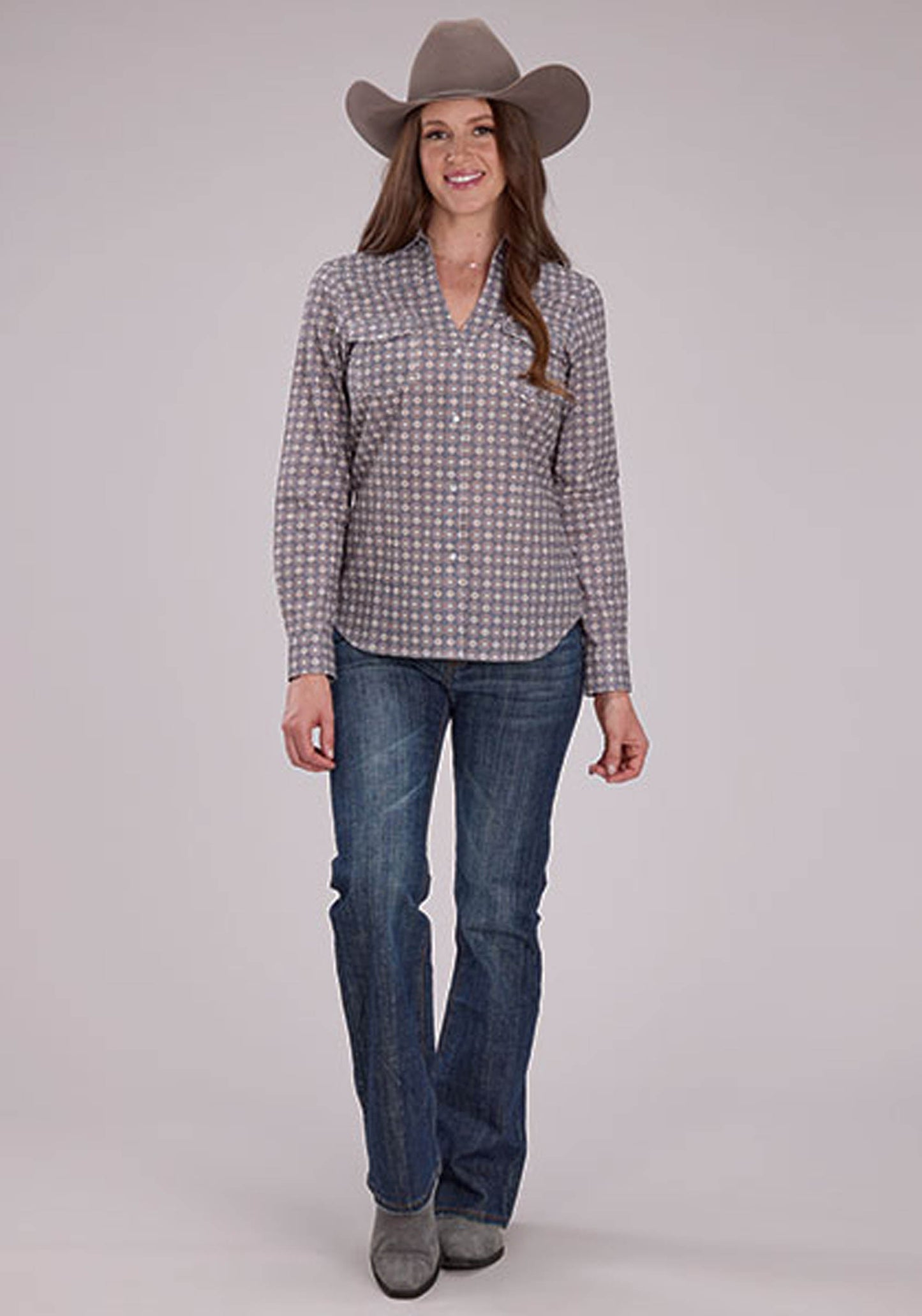 Roper Womens Medallion Foulard Long Sleeve Snap Western Shirt