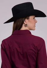 Roper Womens Long Sleeve Snap Black Fill - Wine Western Shirt - Roper - Flyclothing LLC