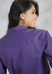 Roper Womens Purple Solid Long Sleeve Western Snap Shirt - Roper