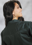 Roper Womens Green Solid Long Sleeve Western Snap Shirt - Roper