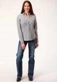 Roper Womens Long Sleeve Button Diamond Star Geo  Grey Western Shirt - Roper