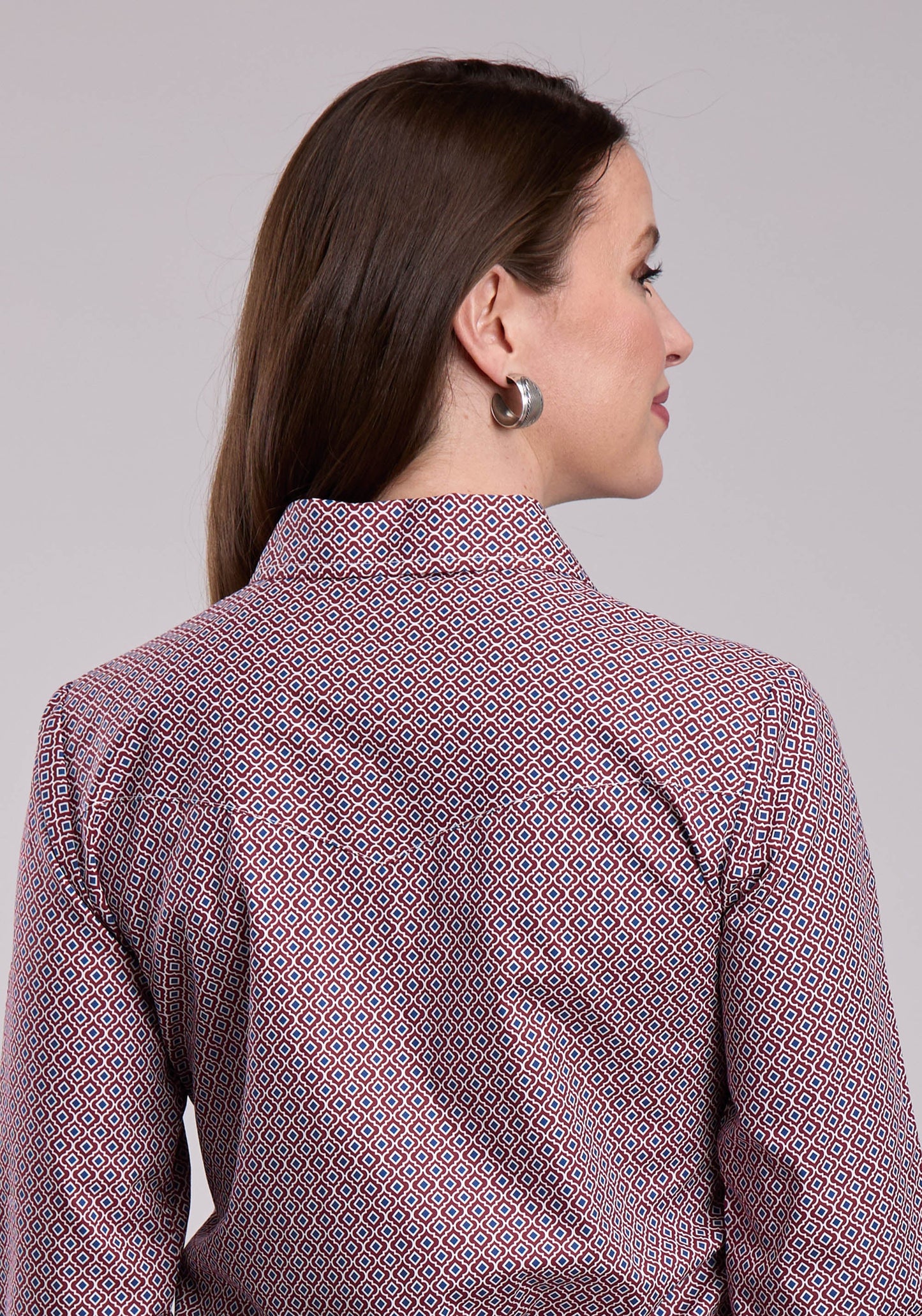 Womens Roper Red Tile Foulard Long Sleeve Button Shirt