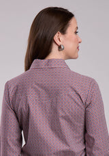 Womens Roper Red Tile Foulard Long Sleeve Button Shirt