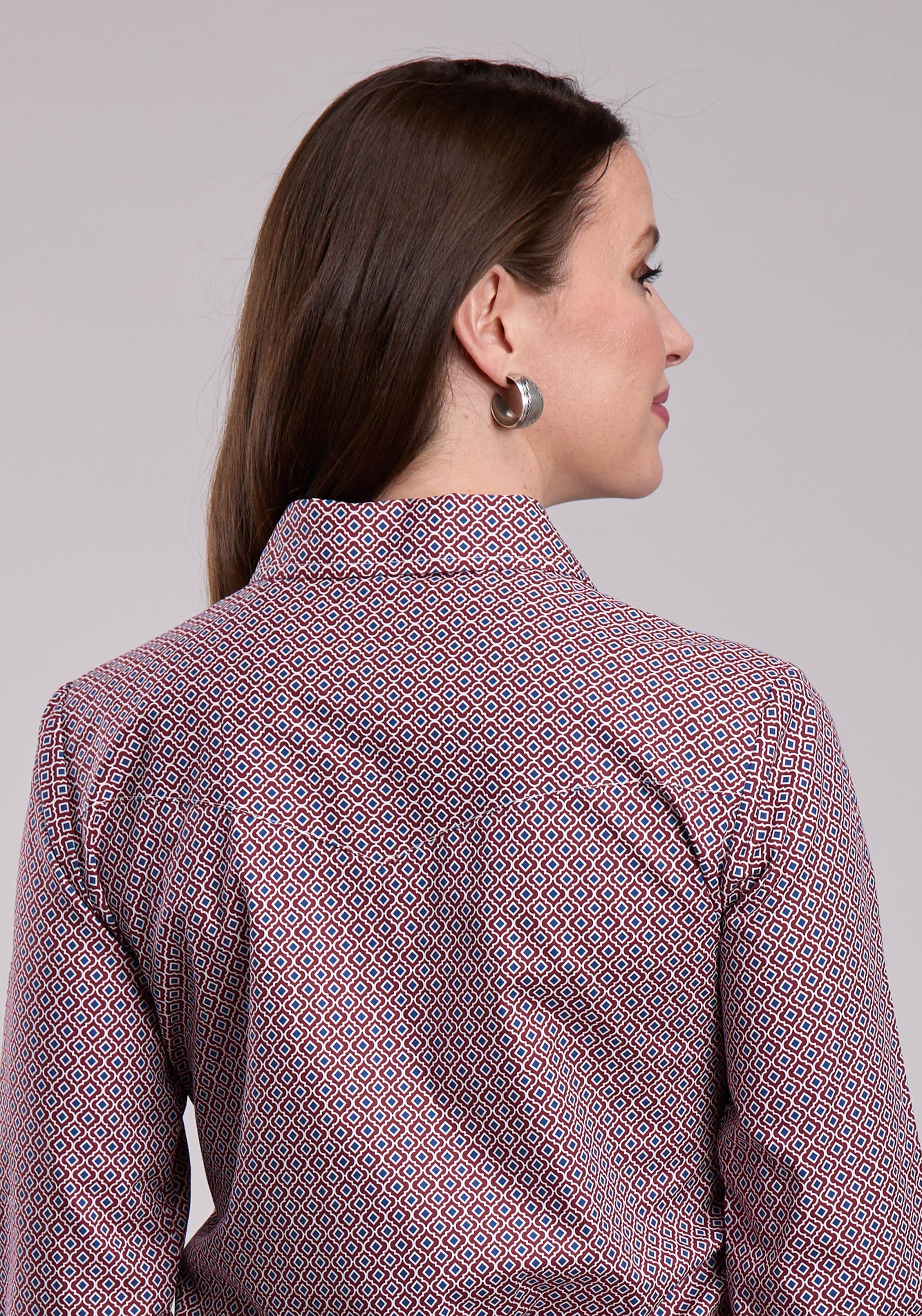 Womens Roper Red Tile Foulard Long Sleeve Button Shirt