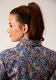 Roper Womens Long Sleeve Button Royal Paisley Western Shirt - Roper