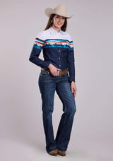 Womens Roper Sunset Border Long Sleeve Snap Shirt - Roper - Flyclothing LLC