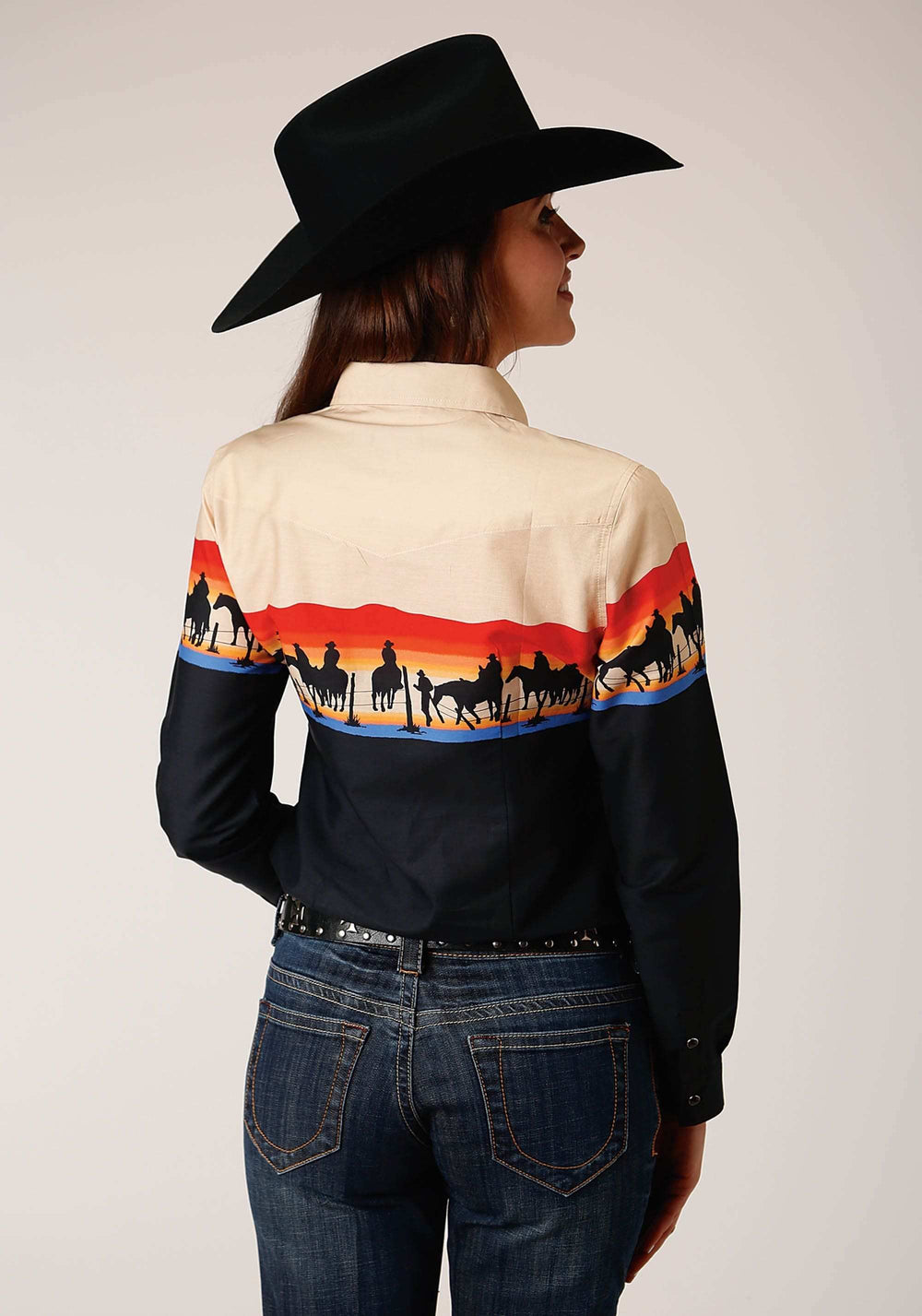 Roper Womens Long Sleeve Snap Days End Scenic Border Western Shirt - Roper - Flyclothing LLC