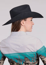 Roper Womens Long Sleeve Snap Scenic Border Western Shirt