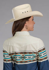 Roper Womens Vintage Aztec Border Long Sleeve Snap Western Shirt