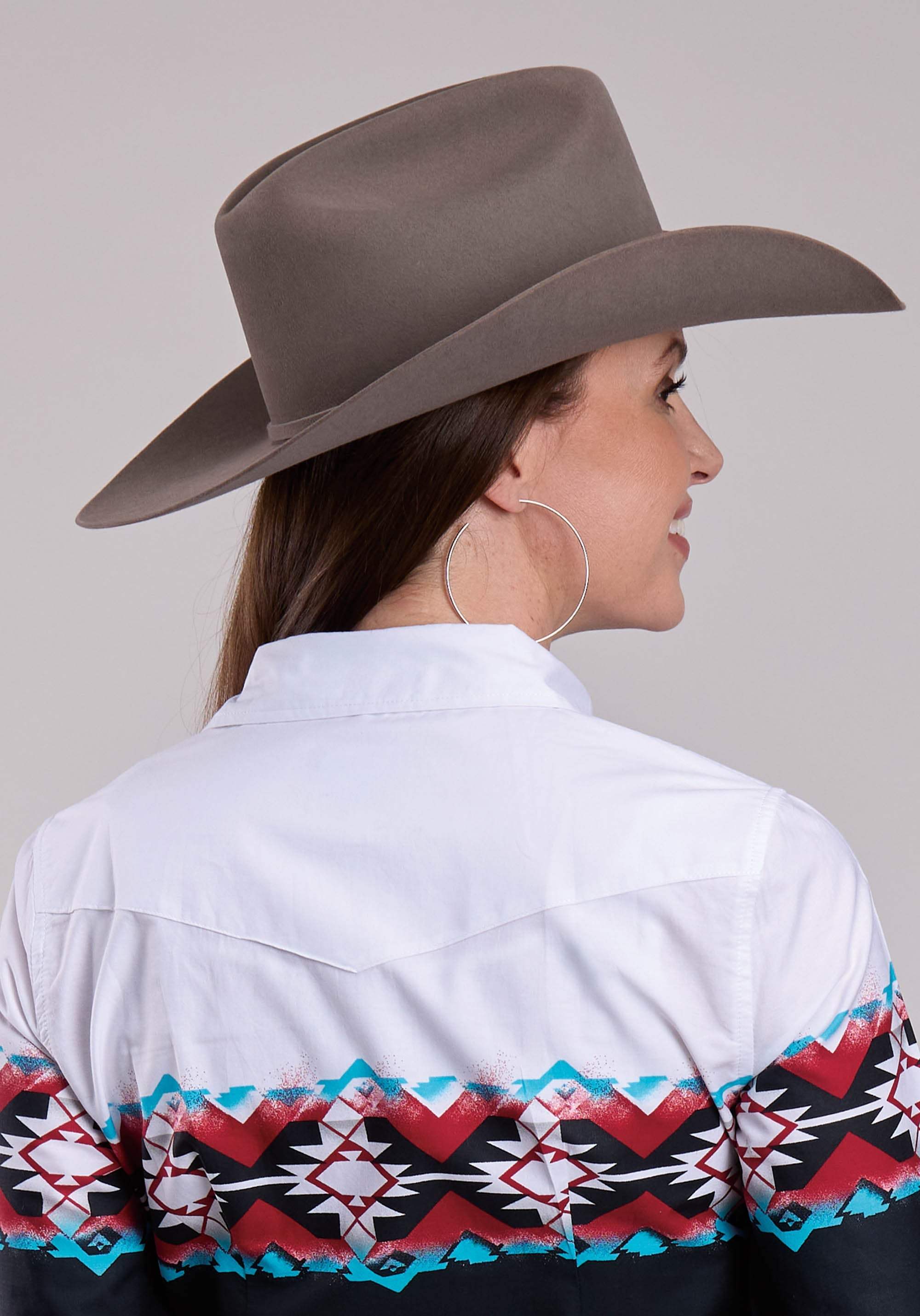 Womens Roper Stampled Aztec Border Long Sleeve Snap Shirt - Roper - Flyclothing LLC