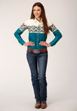 Roper Womens Long Sleeve Snap Sawtooth Border Western Shirt - Roper