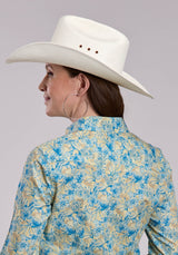 Womens Roper Hibiscus Dreams Print Long Sleeve Snap Shirt