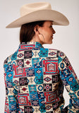 Roper Womens Long Sleeve Snap Vintage Patchwork Print Western Shirt - Roper