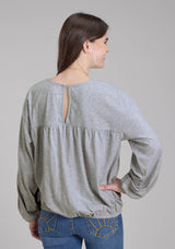 Roper Womens Heather Gray Long Sleeve Blouse Long Sleeve Pullover Western Shirt