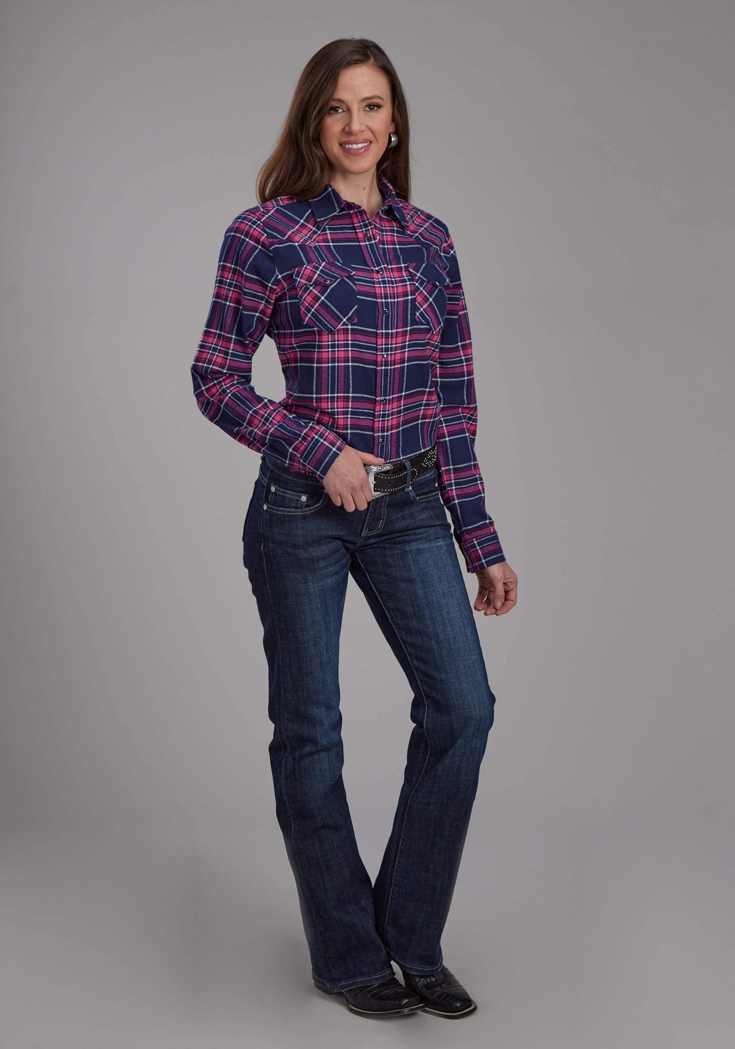 Roper Womens Unlined Flannel Shirt Long Sleeve Snap Western Shirt - Roper - Flyclothing LLC