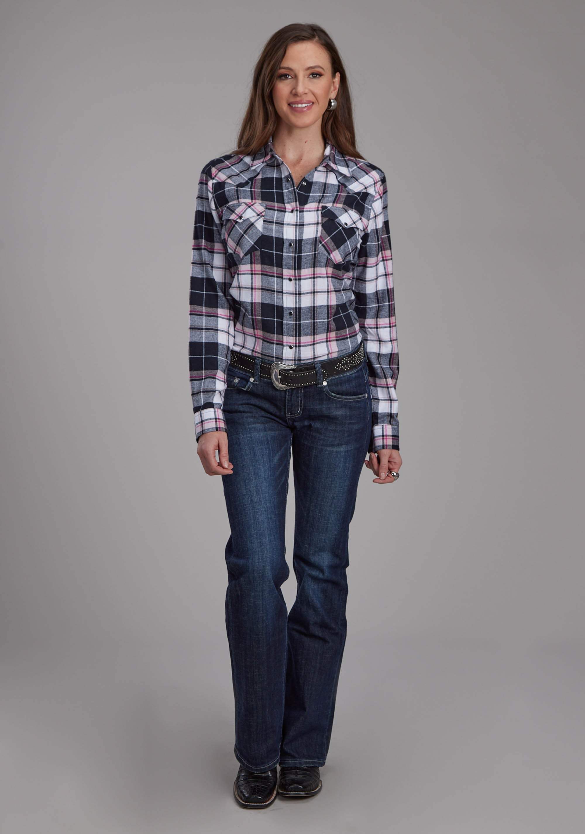 Roper Womens Unlined Flannel Shirt Long Sleeve Snap Western Shirt - Roper - Flyclothing LLC