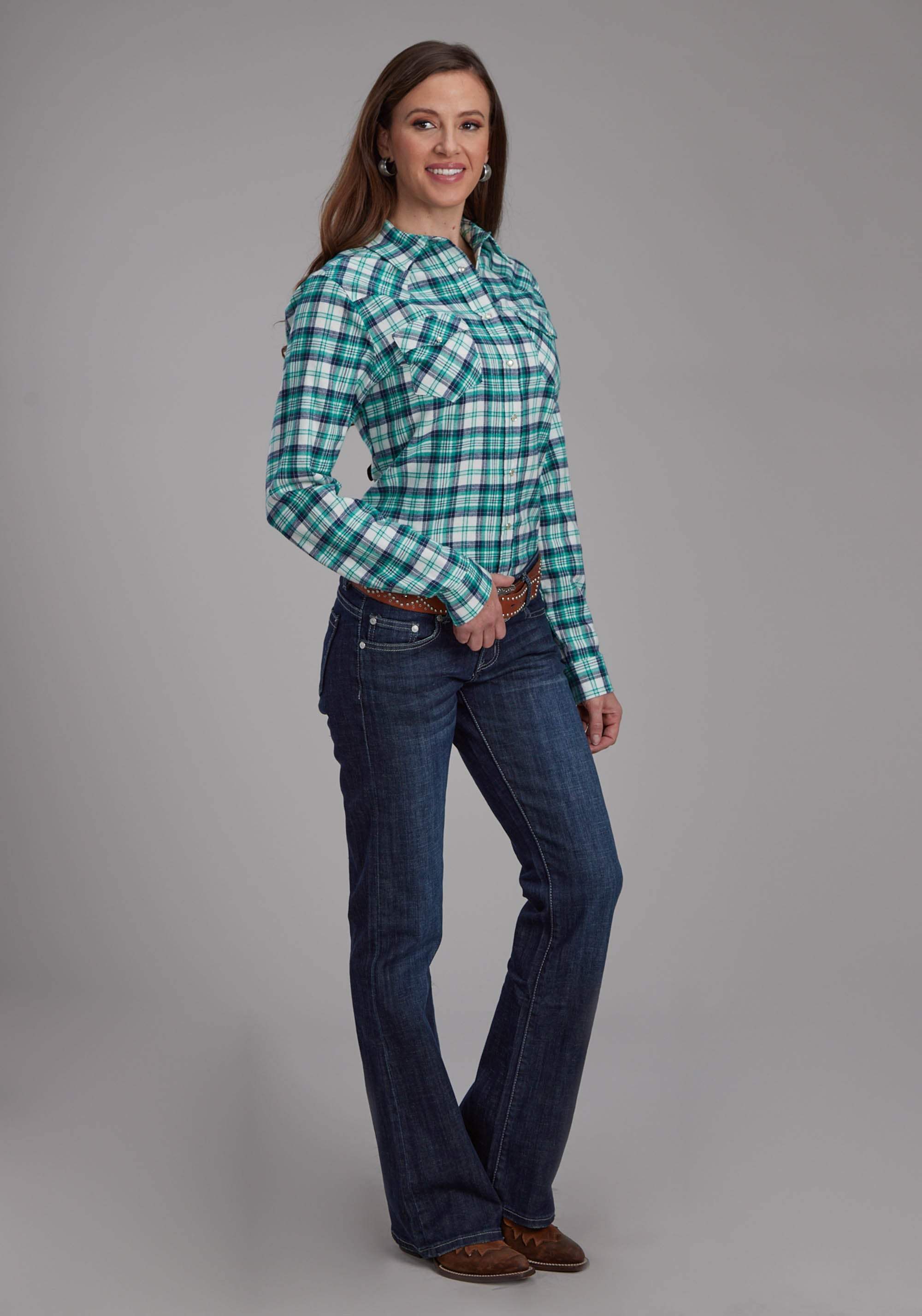 Roper Womens Unlined Flannel Shirt Long Sleeve Snap Western Shirt - Roper - Flyclothing LLC