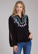 Roper Womens Poly Velvet Peasant Blouse Long Sleeve Pullover Western Shirt - Roper - Flyclothing LLC