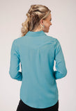 Roper Womens Long Sleeve Button Rayon Challis Blousen Western Shirt With Embroidery On Front And Sleeves - Roper