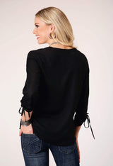 Roper Womens Long Sleeve Pullover Rayon Challis V Neck Blouse Western Shirt With Embroidery Decoration - Roper - Flyclothing LLC